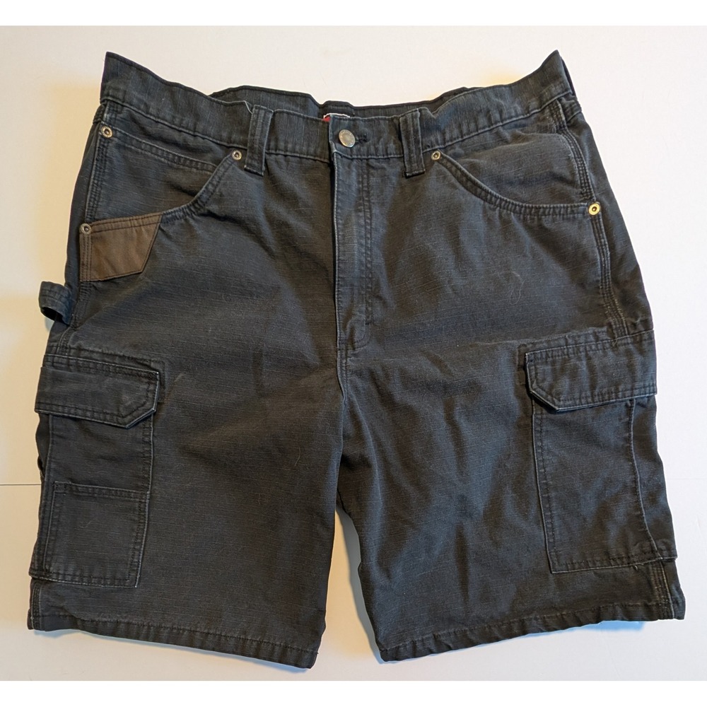 Wrangler Workwear Mens 38 Charcoal Gray Cotton Ripstop Cargo Shorts NICE!